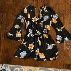 Black floral romper